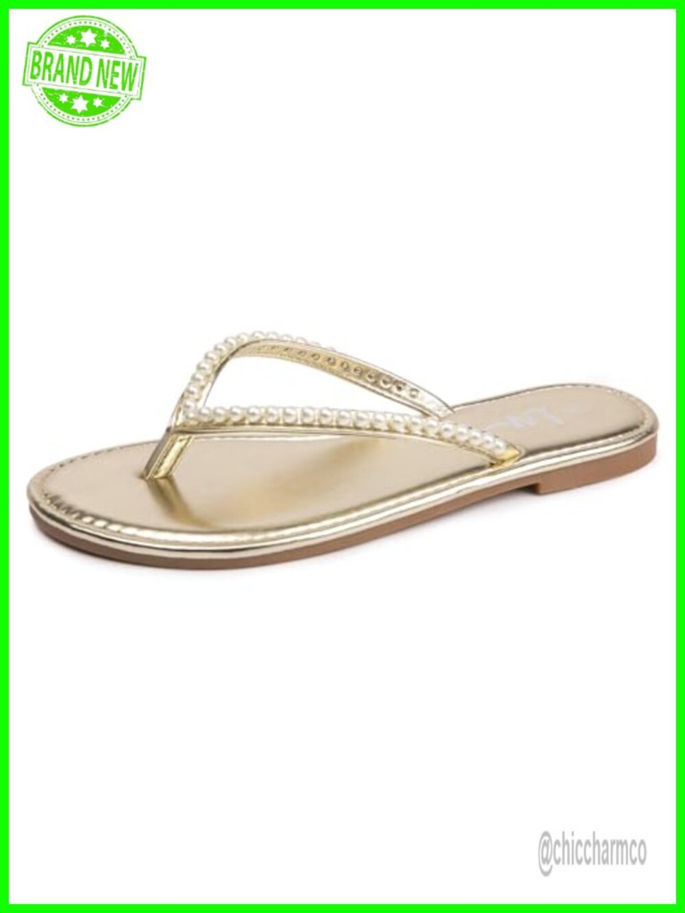 Pearls Strappy Flat Sandals Thong Flip Flop Slip On Slide Dressy Summer